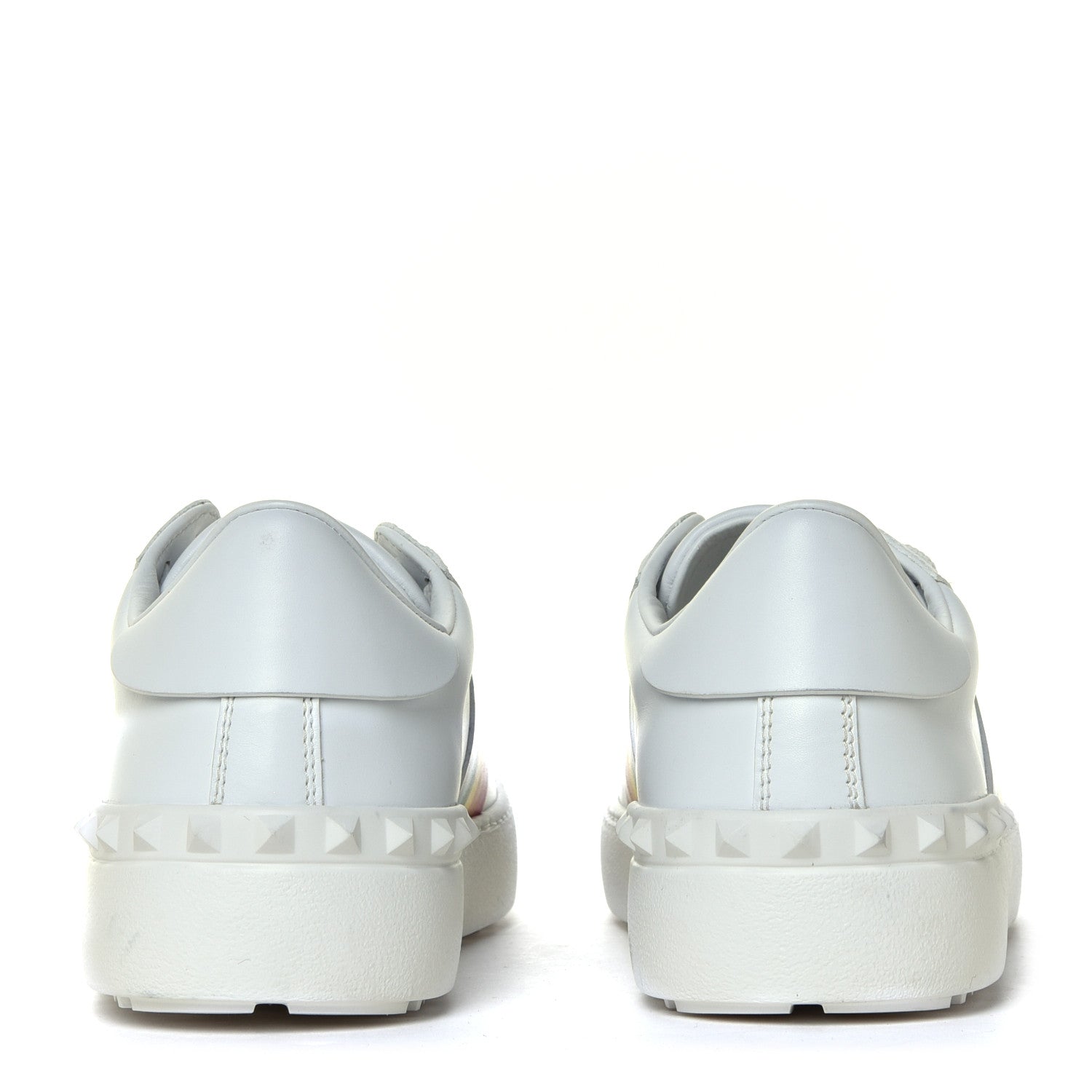 Valentino Garavani Calfskin Rainbow Printed Rockstud Open Sneakers 40 White Multicolor 9 of 16
