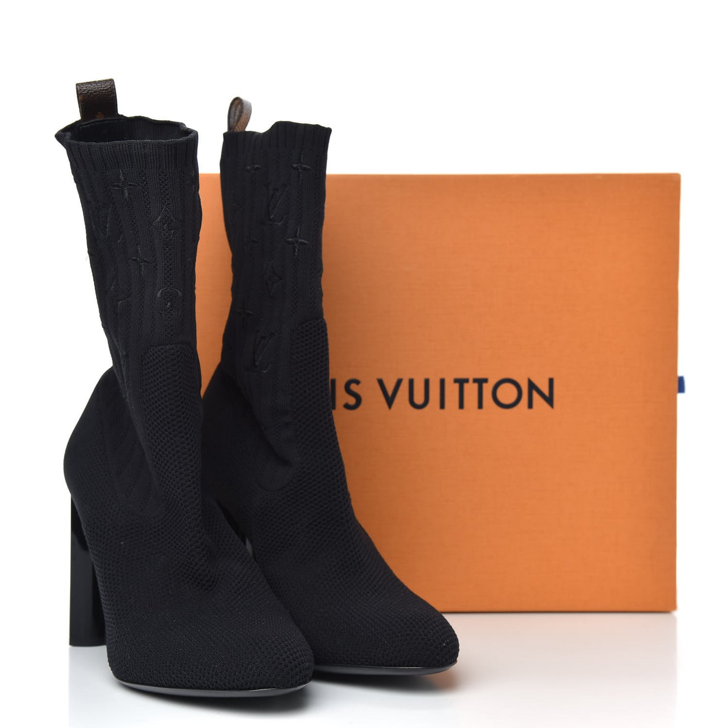 Monogram Stretch Fabric Silhouette Ankle Boots 41 Black