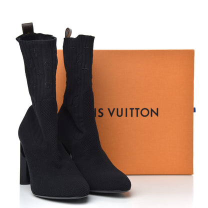 Louis Vuitton Monogram Stretch Fabric Silhouette Ankle Boots 41 Black 8 of 8