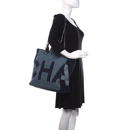 Chanel Canvas Large Shopping Tote Dark Blue 3 of 11