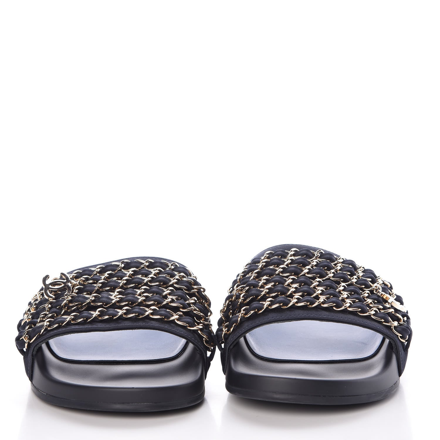 Chanel Canvas Chain Flat Sandals 36 Marine 2 of 10