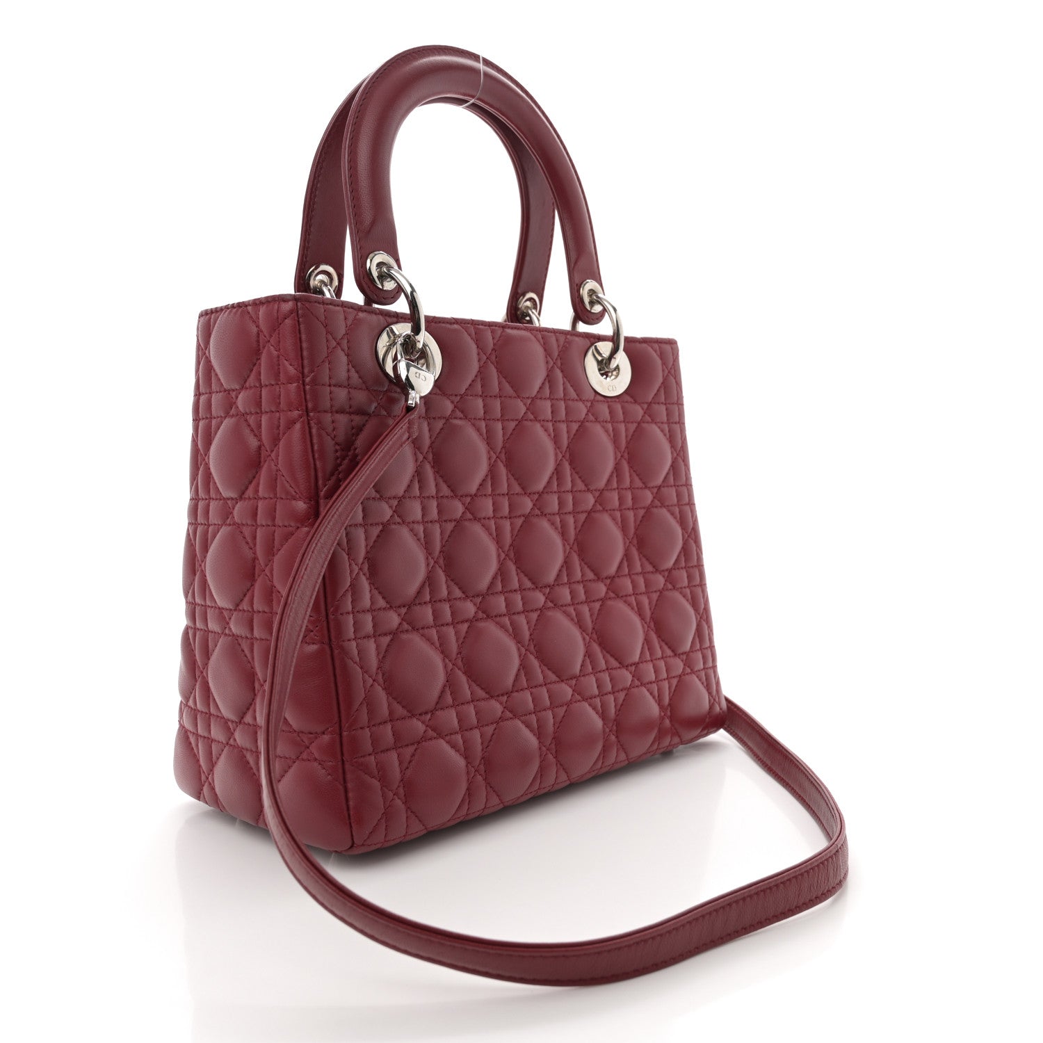 Christian Dior Lambskin Cannage Medium Lady Dior Dark Red 2 of 10