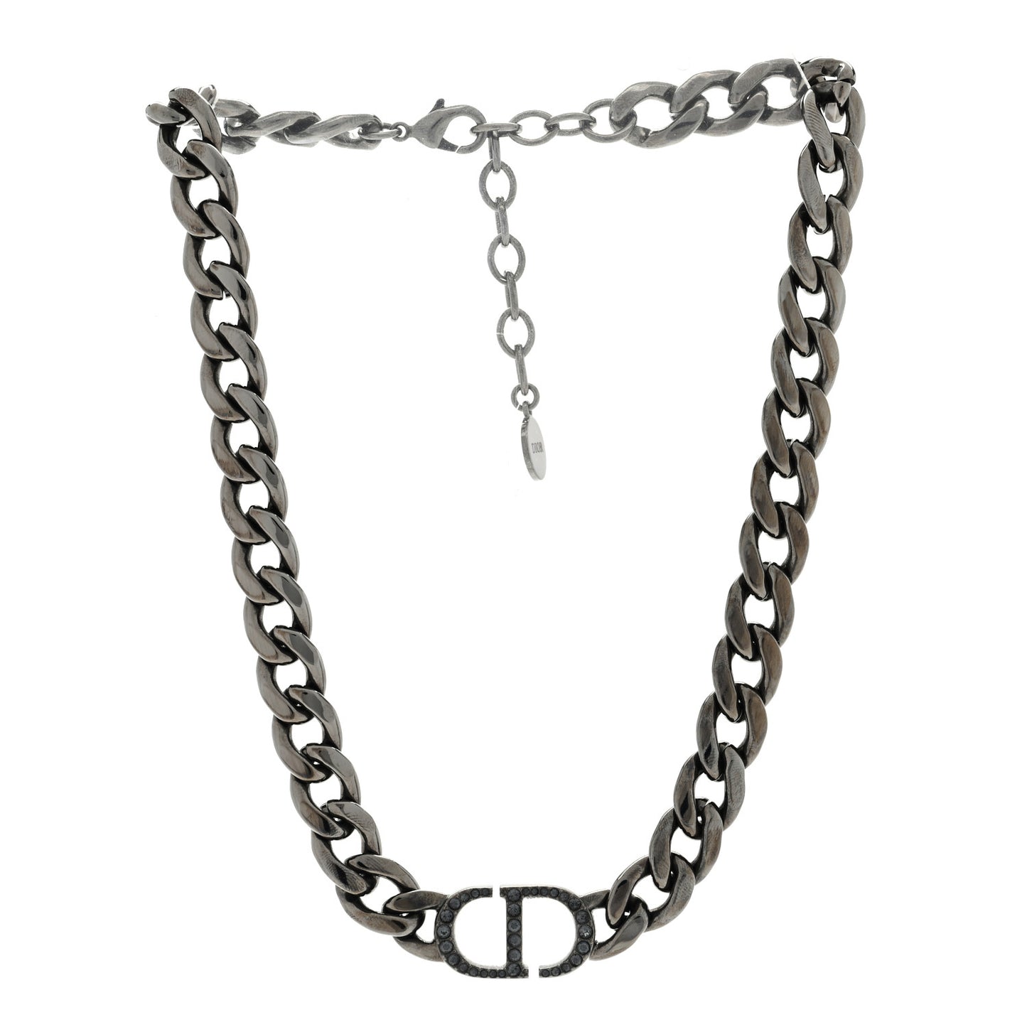 Brass CD Icon Chain Link Necklace Black