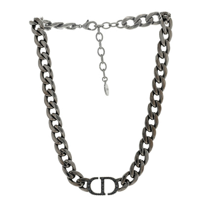 Christian Dior Brass CD Icon Chain Link Necklace Black 3 of 4