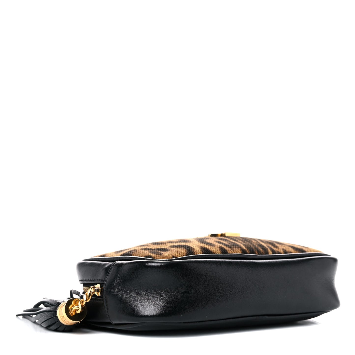 Canvas Calfskin Leopard Print Monogram Mini Lou Camera Bag Brown