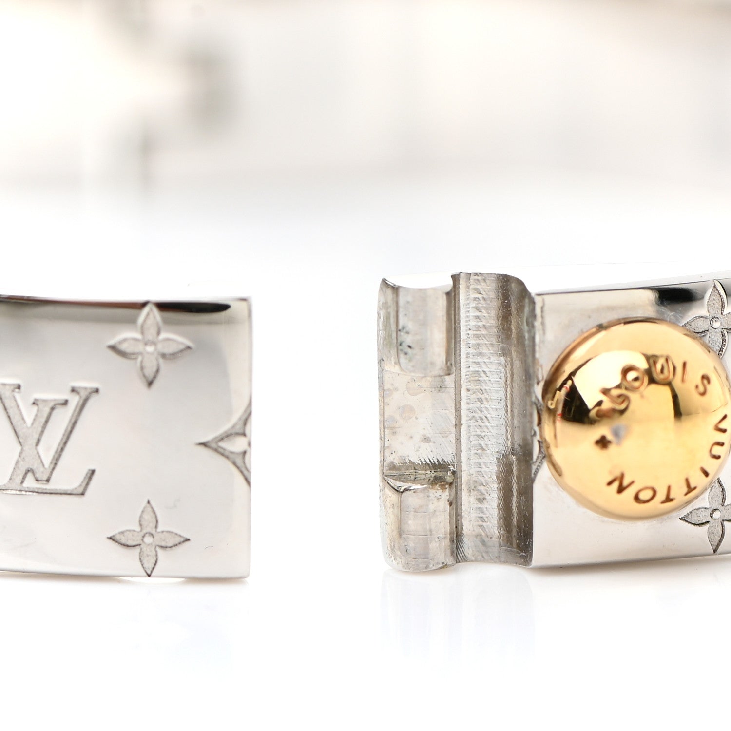 Louis Vuitton Brass Palladium Plated Nanogram Cuff M Silver 6 of 7