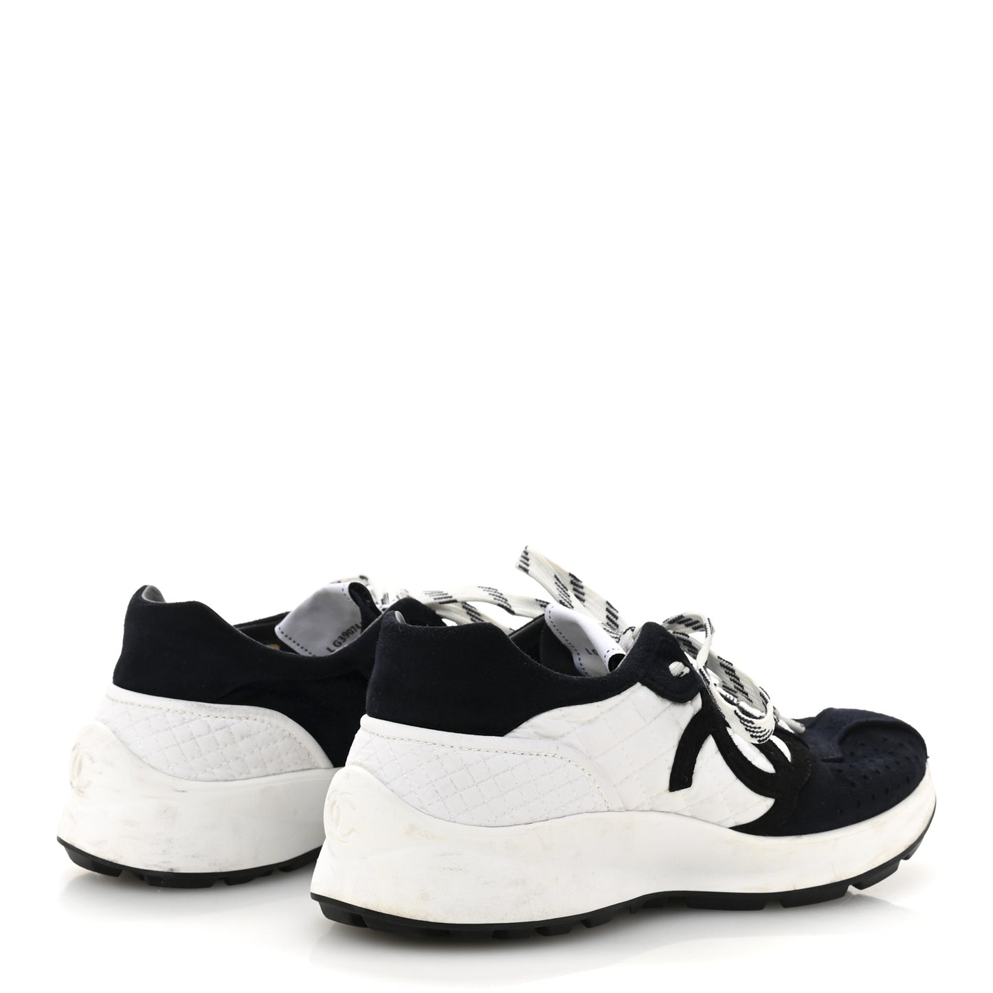Fabric Suede Kidskin CC Sneakers 37.5 Dark Navy White