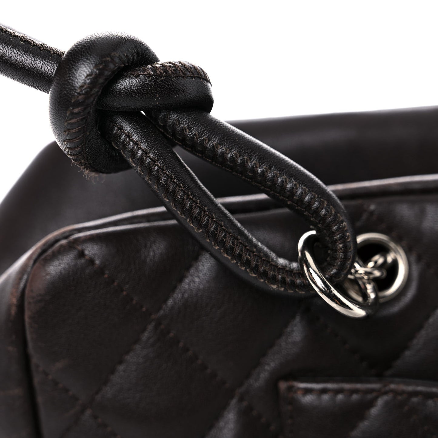 Calfskin Quilted Large Cambon Bowler Dark Brown