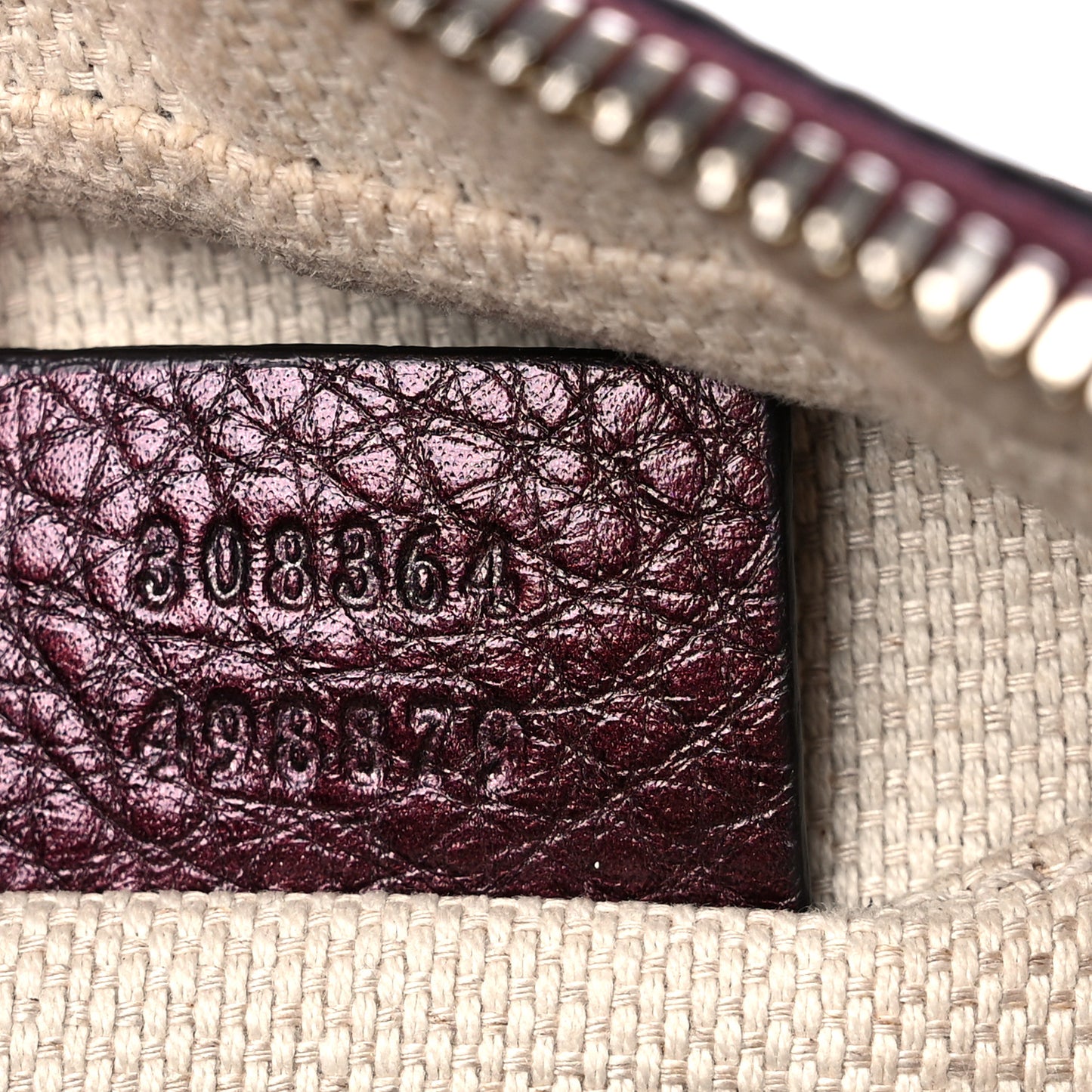 Metallic Pebbled Calfskin Small Soho Disco Bag Burgundy