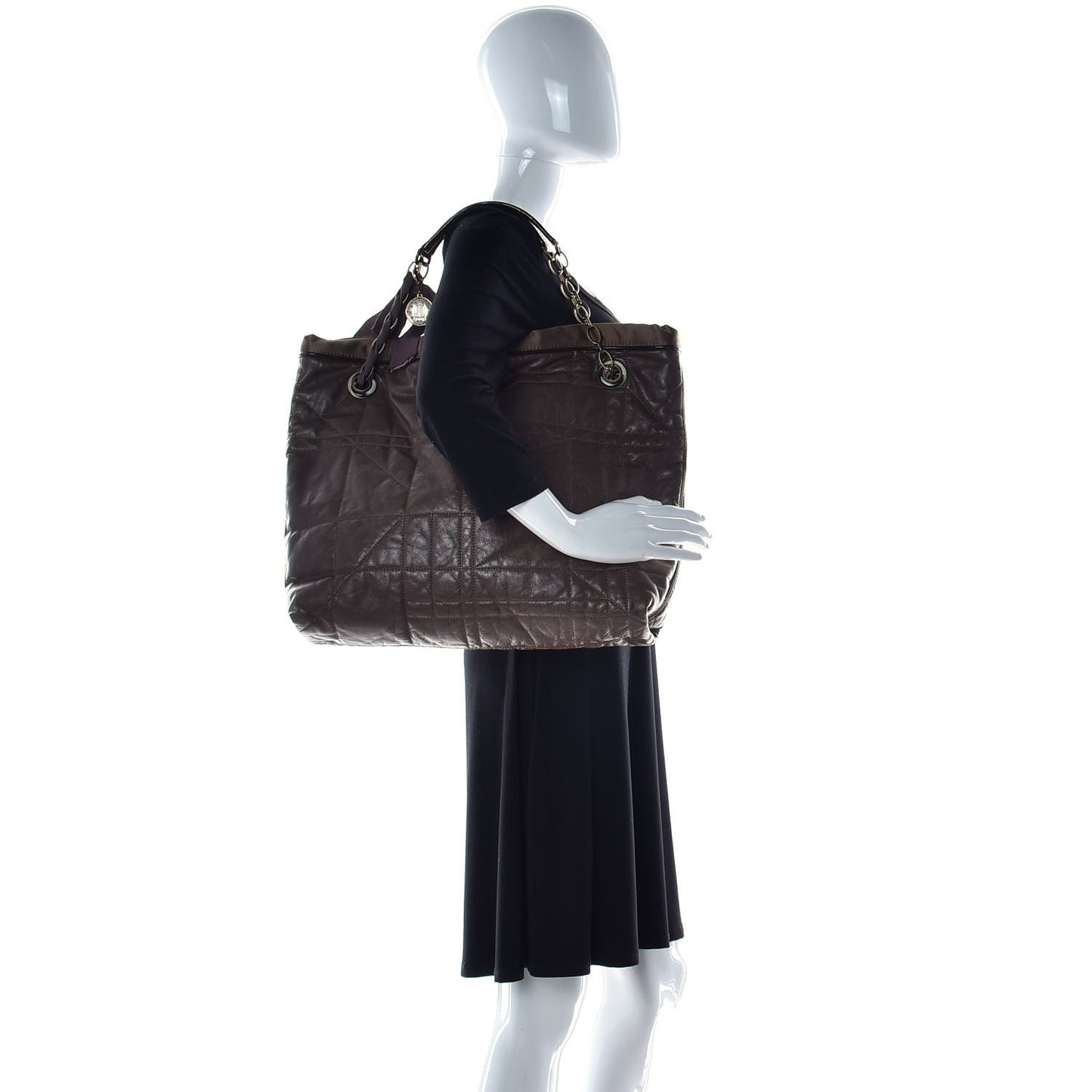 Lambskin Quilted Amalia Cabas Tote Brown