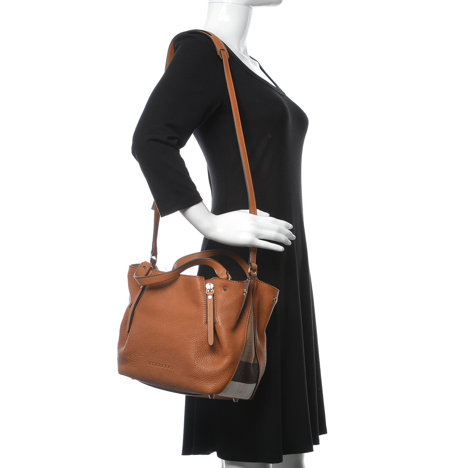 Burberry Grainy Calfskin House Check Small Maidstone Saddle Brown 2 of 7