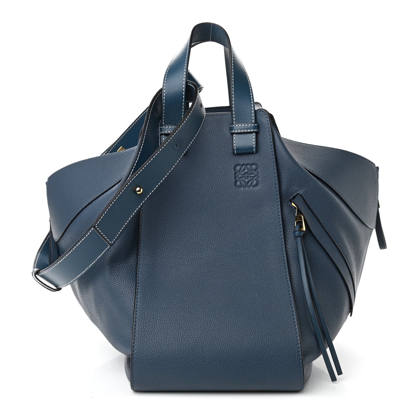 Calfskin Large Hammock Shoulder Bag Marine