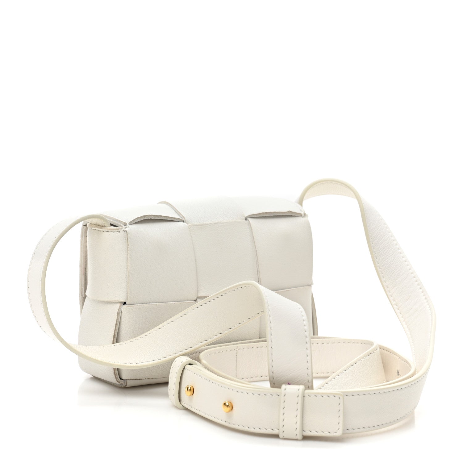 Bottega Veneta Lambskin Maxi Intrecciato Extra Mini Cassette Crossbody Bag White 3 of 9