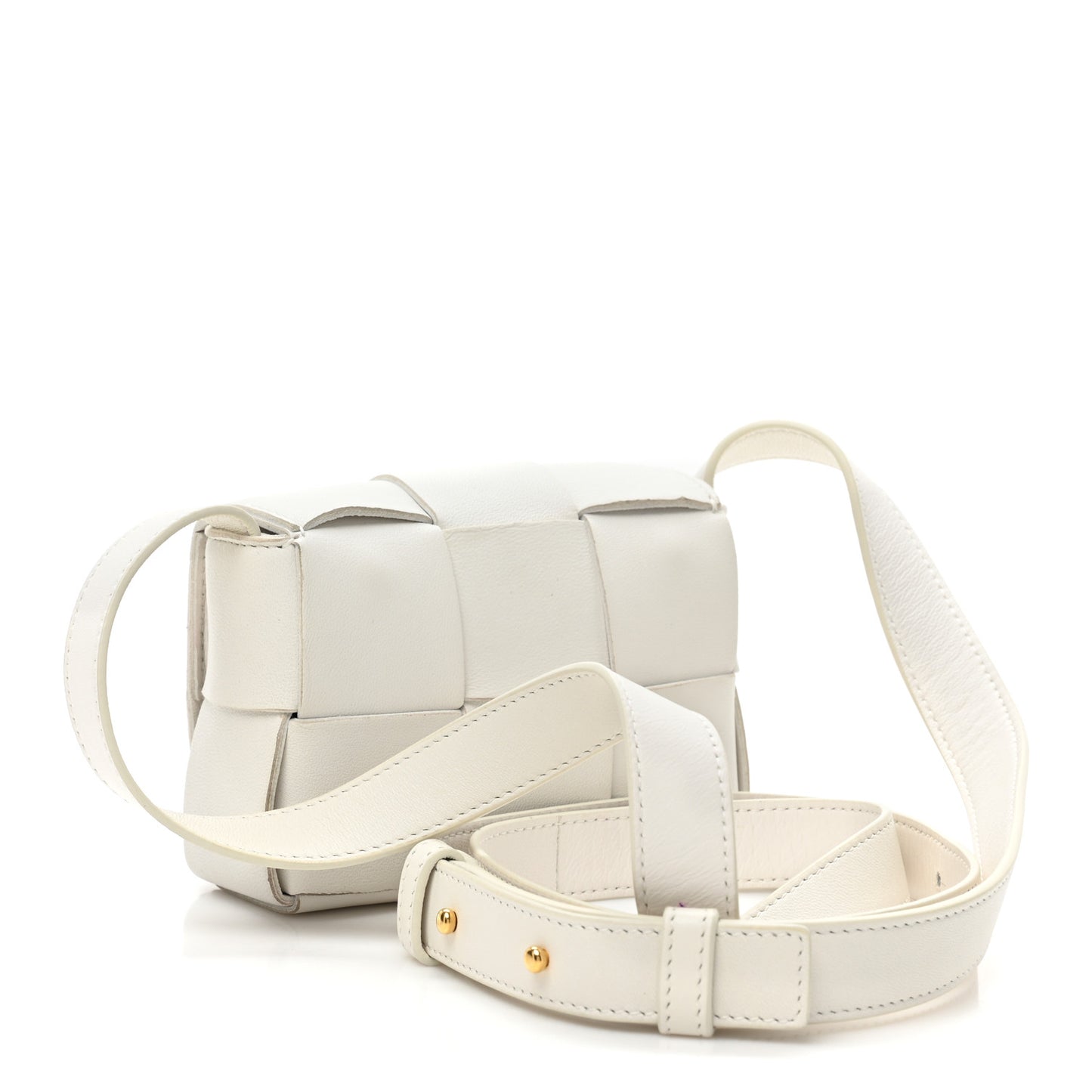 Lambskin Maxi Intrecciato Extra Mini Cassette Crossbody Bag White