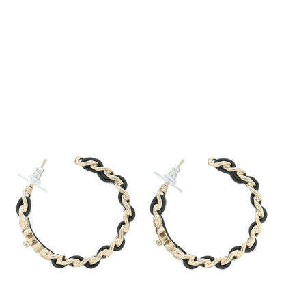 Chanel Lambskin CC Turnlock Chain Hoop Earrings Gold Black 1 of 5