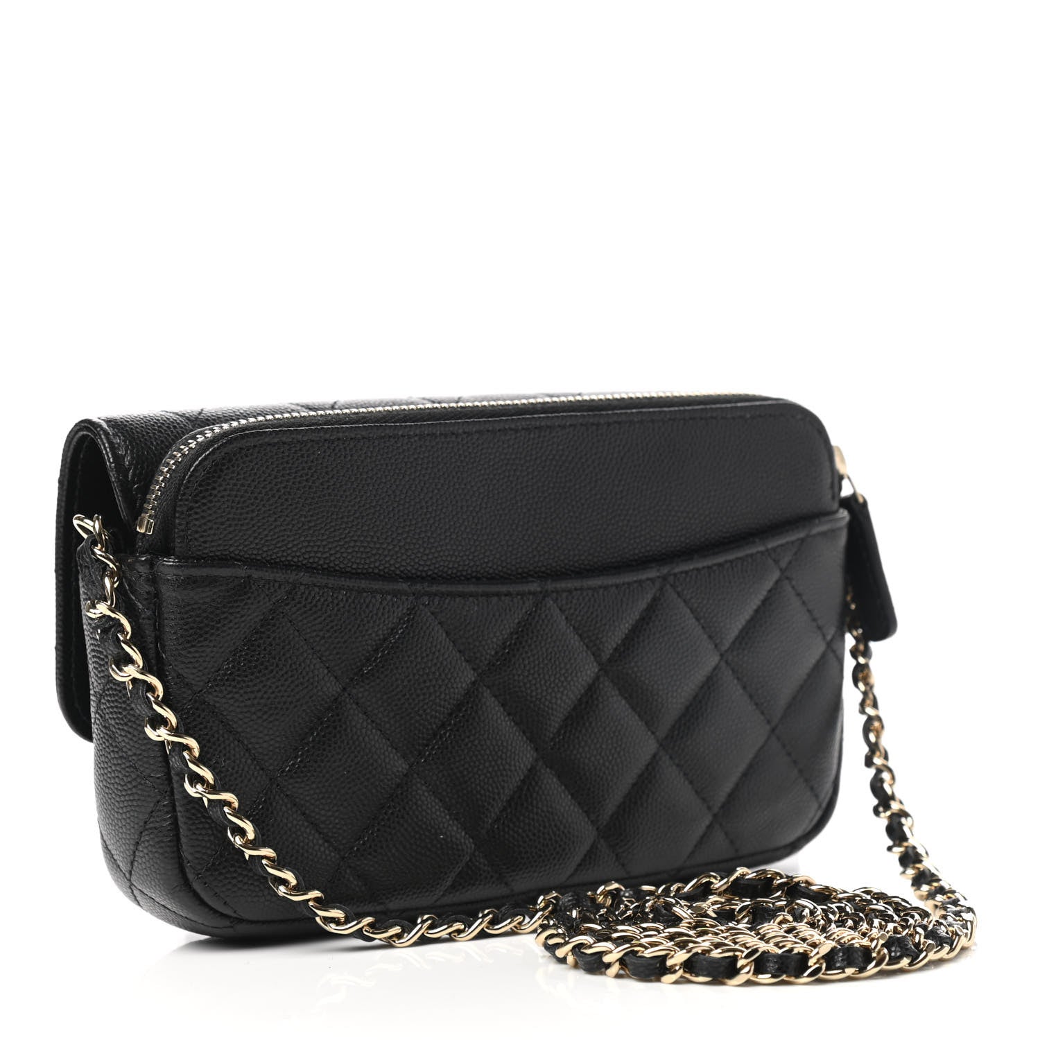 Chanel Caviar Quilted Flap Phone Holder With Chain Black 3 of 11
