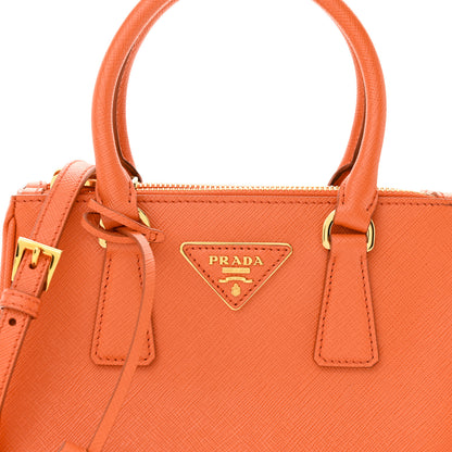Prada Saffiano Lux Mini Galleria Double Zip Tote Arancio 7 of 9