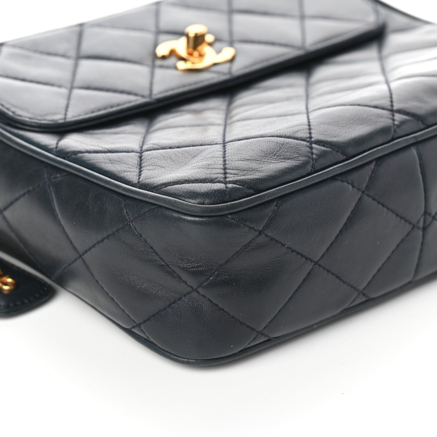 Chanel Lambskin Quilted Flap Camera Case Navy 10 of 11