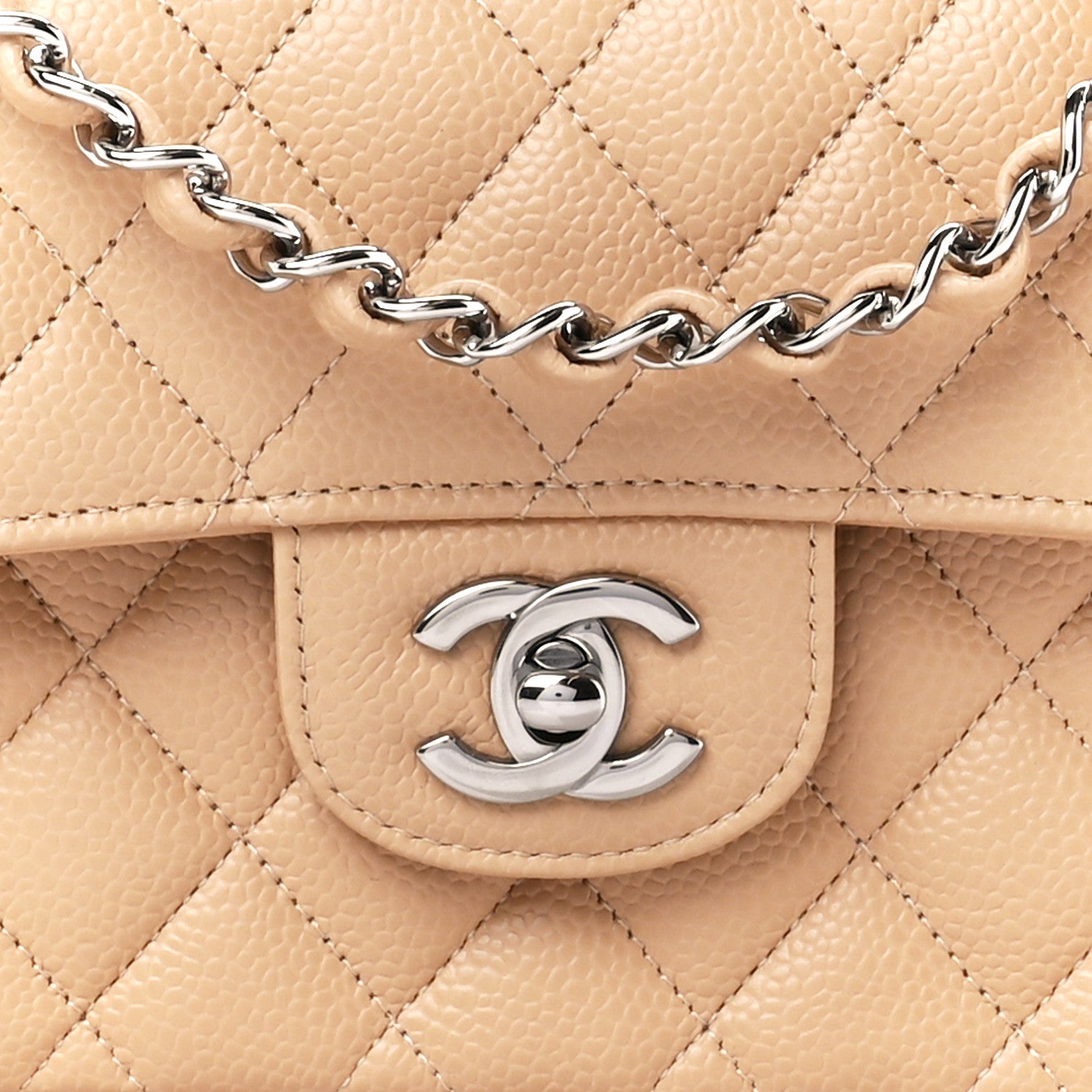 Chanel Caviar Quilted Small Double Flap Beige 9 of 12