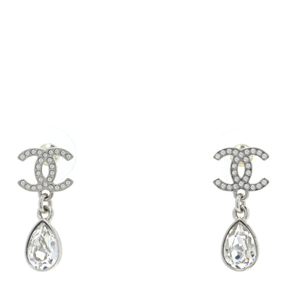 Chanel Crystal CC Teardrop Earrings Silver 1 of 5