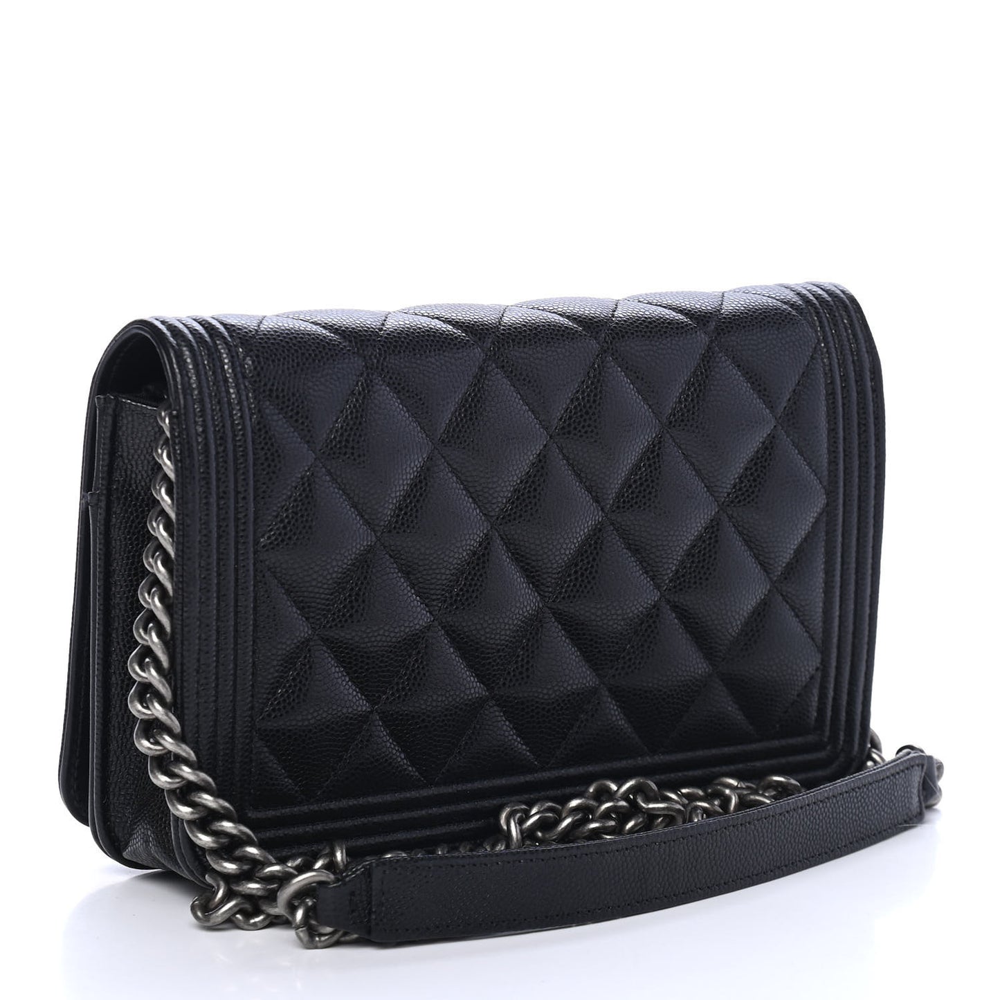 Caviar Quilted Boy Wallet On Chain WOC Black