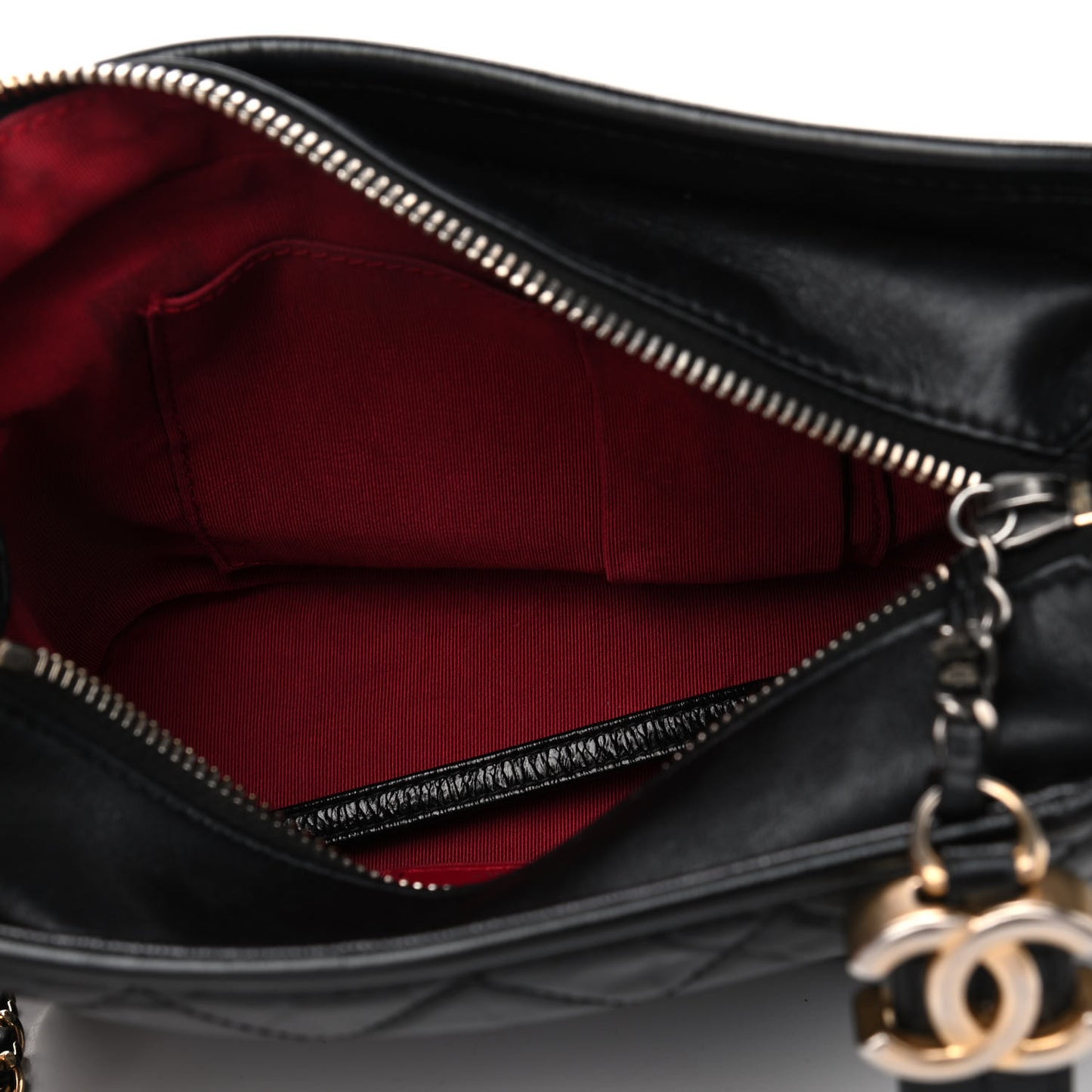 Aged Calfskin Quilted Small Gabrielle Hobo Black