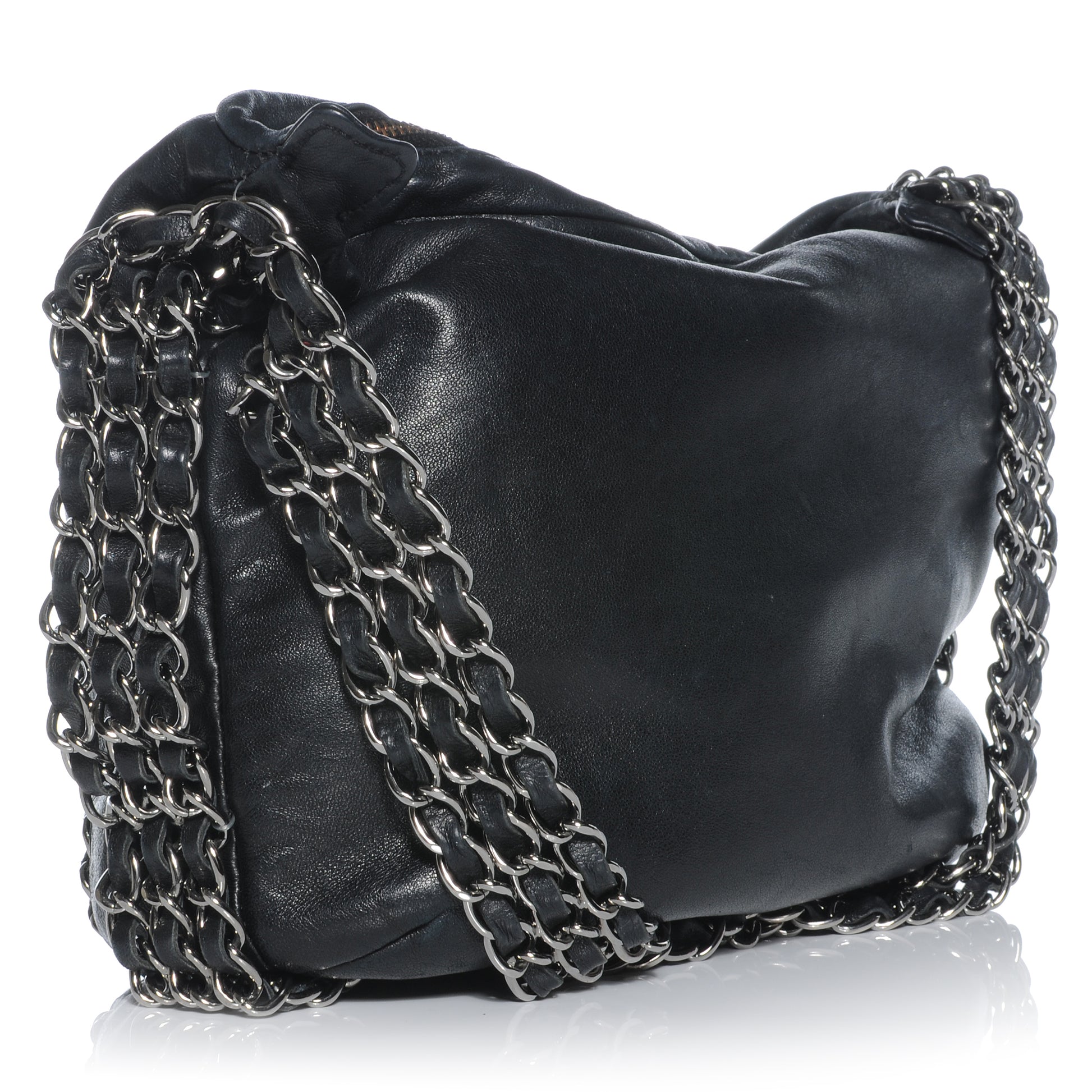 Chanel Lambskin Triple Chain Hobo Black 3 of 8