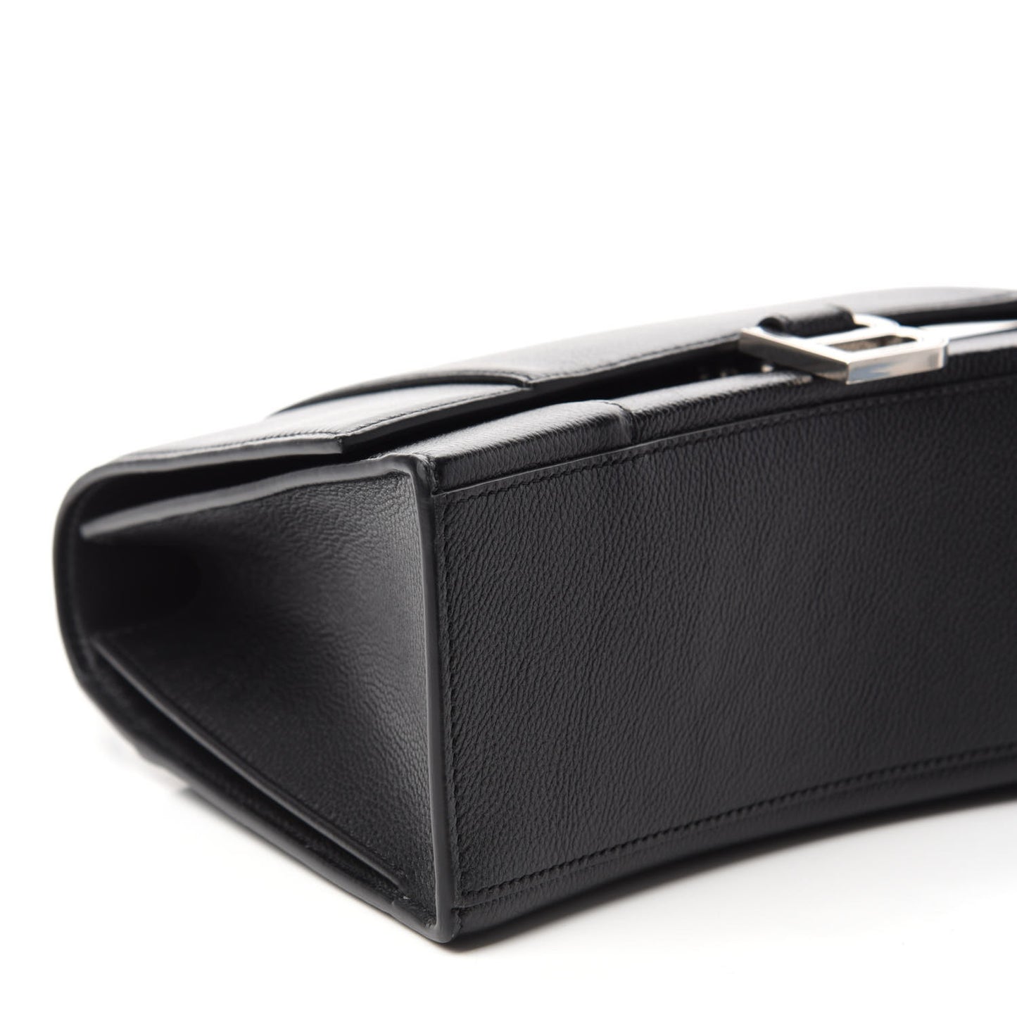 Grained Calfskin Medium Hourglass Top Handle Bag Black