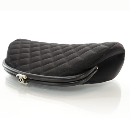 Chanel Satin Quilted Timeless Clutch Black 3 of 9