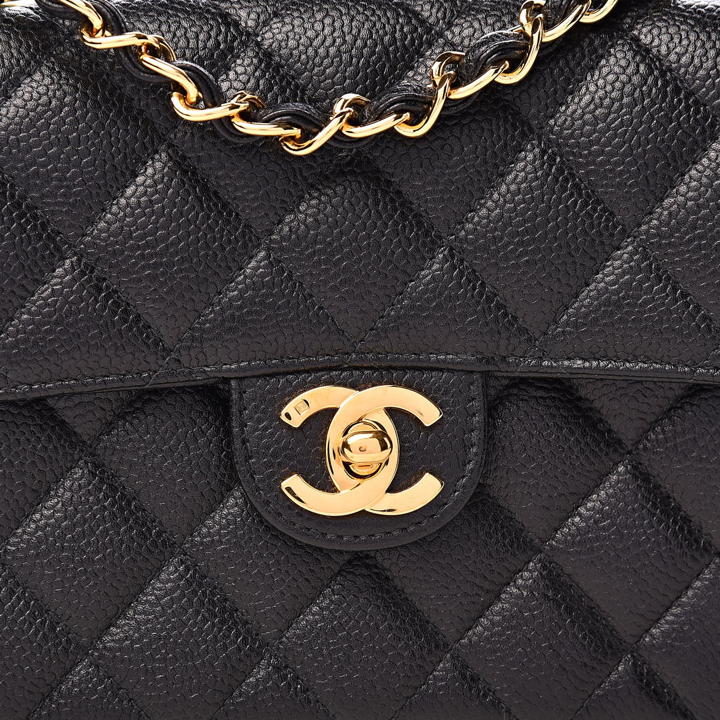 Caviar Quilted Mini Square Flap Black