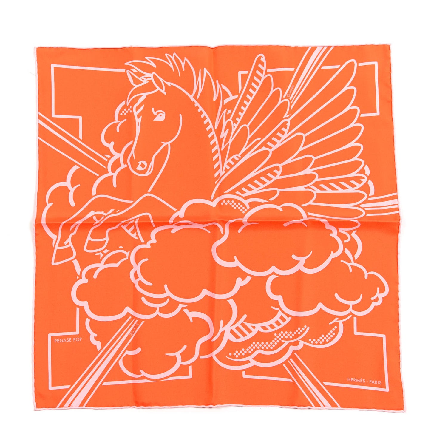 Silk Pegase Pop Pocket Square Vermillon Rose