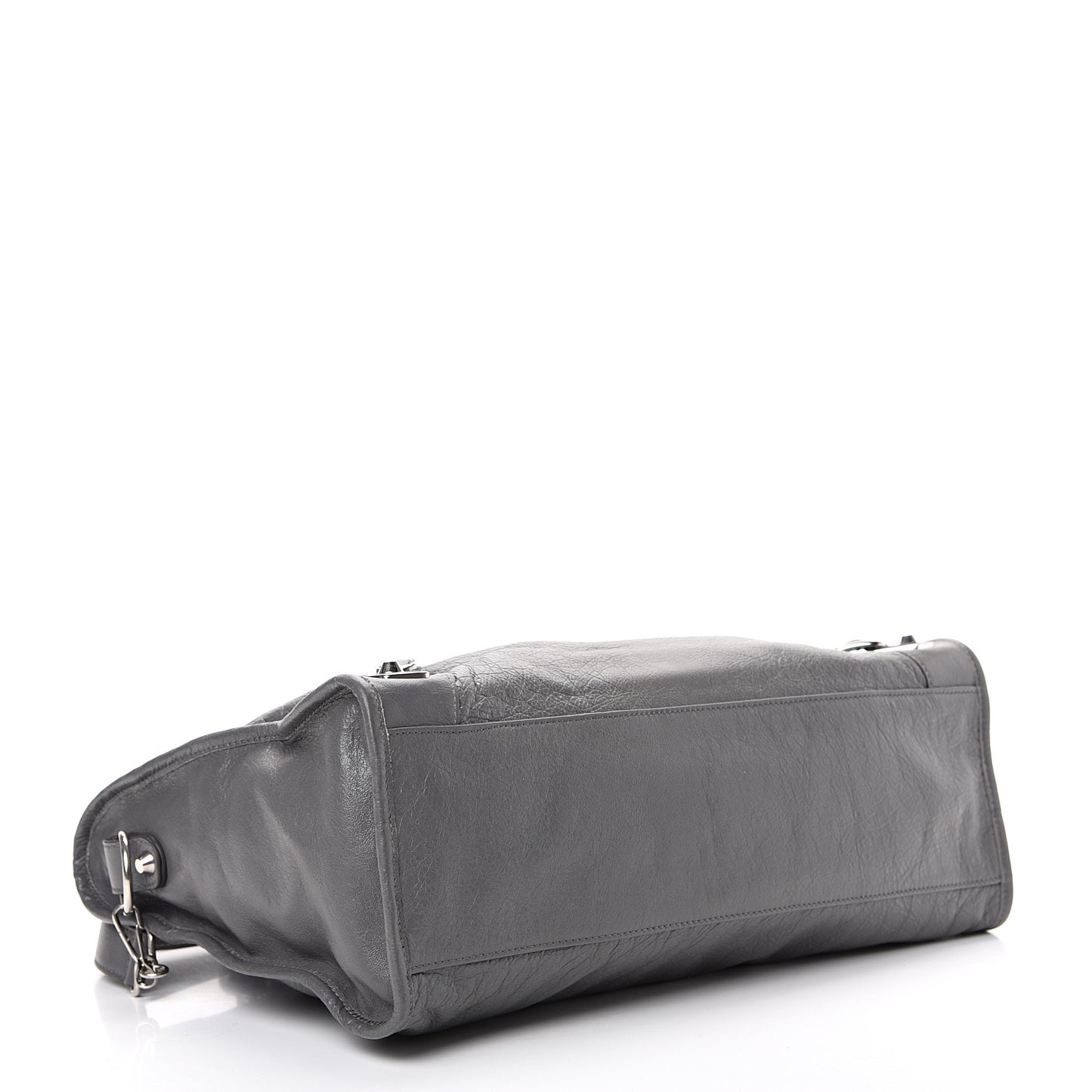 Agneau Silver Metallic Edge Hardware City Gris Cendre
