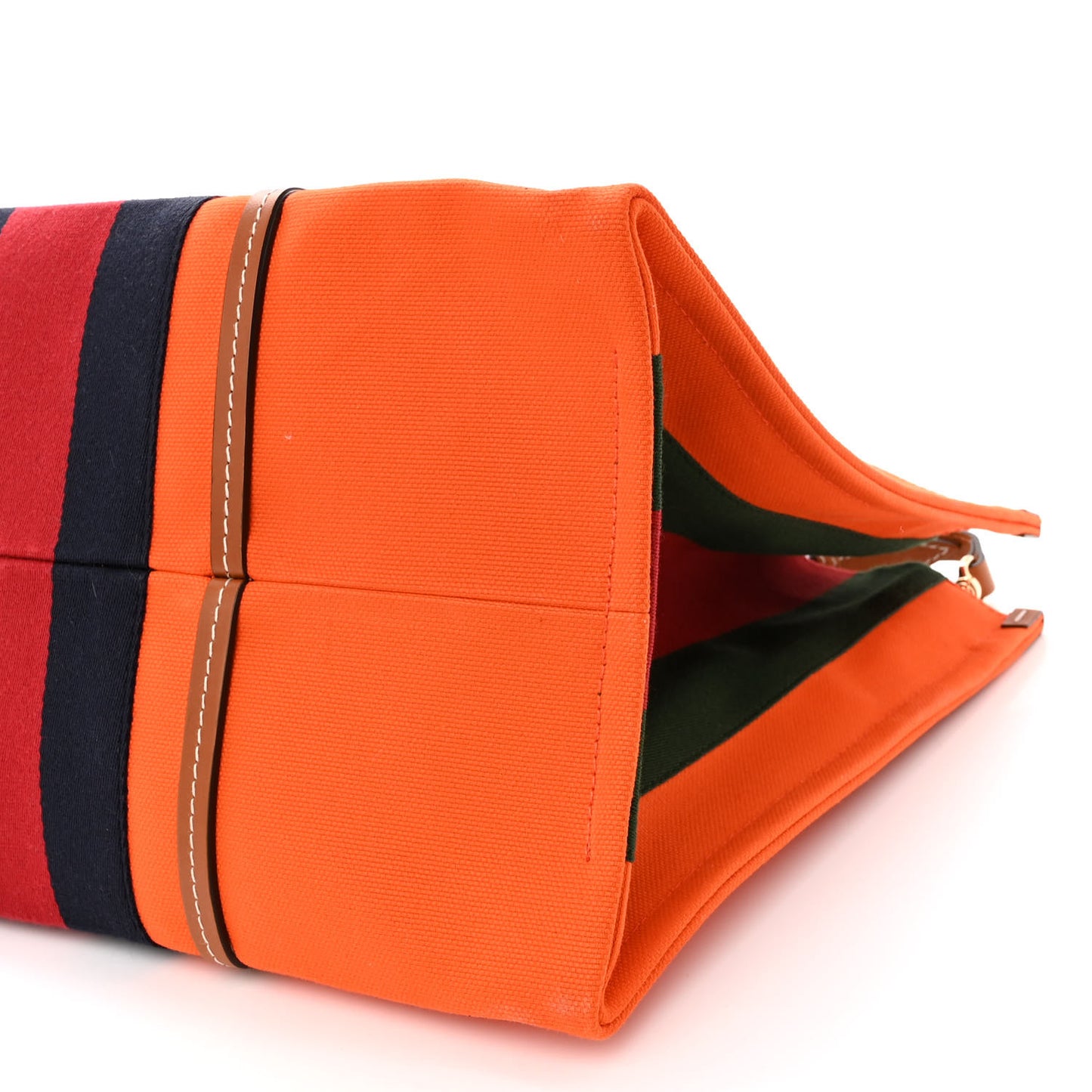 Canvas Calfskin Web Large Interlocking G Tote Bag Vibrant Orange Hazel Brown