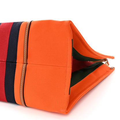 Gucci Canvas Calfskin Web Large Interlocking G Tote Bag Vibrant Orange Hazel Brown 9 of 9
