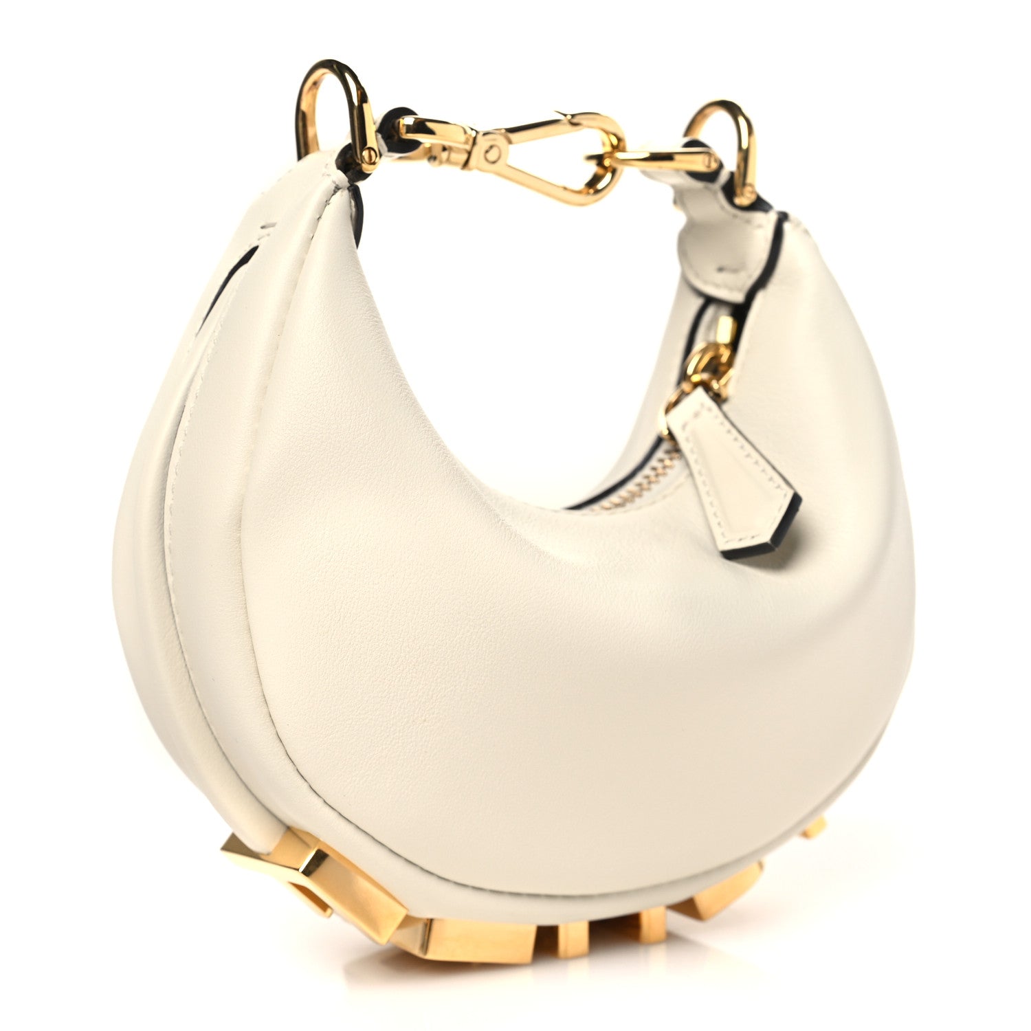 Fendi Vitello Grace Matte Nano Fendigraphy Hobo Charm White Ice 3 of 10