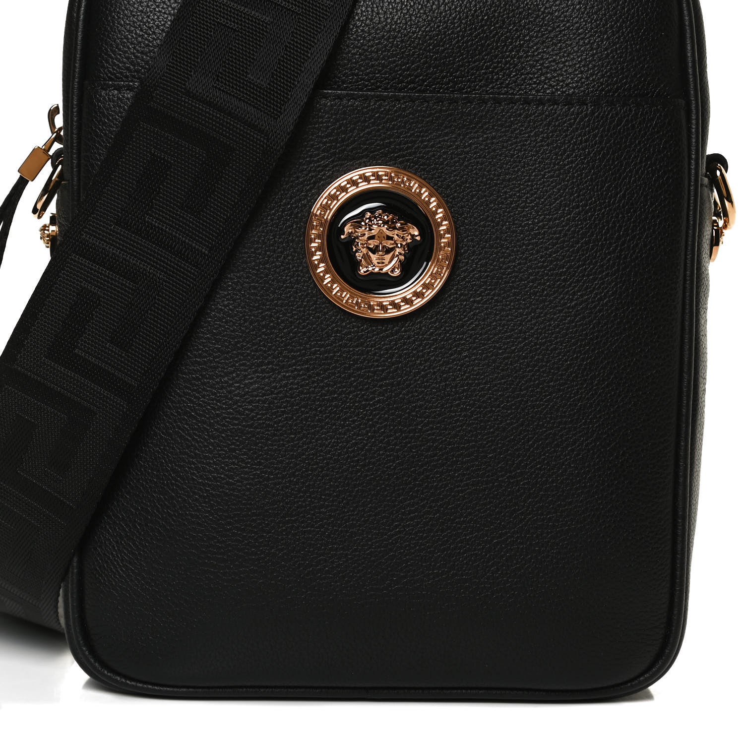 Versace Grained Calfskin Small Medusa Messenger Bag Black 8 of 13