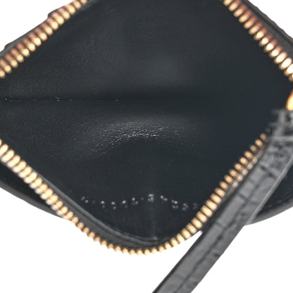 Balenciaga Shiny Calfskin Crocodile Embossed Neo Classic Long Coin Case Card Holder on Strap Black 5 of 9