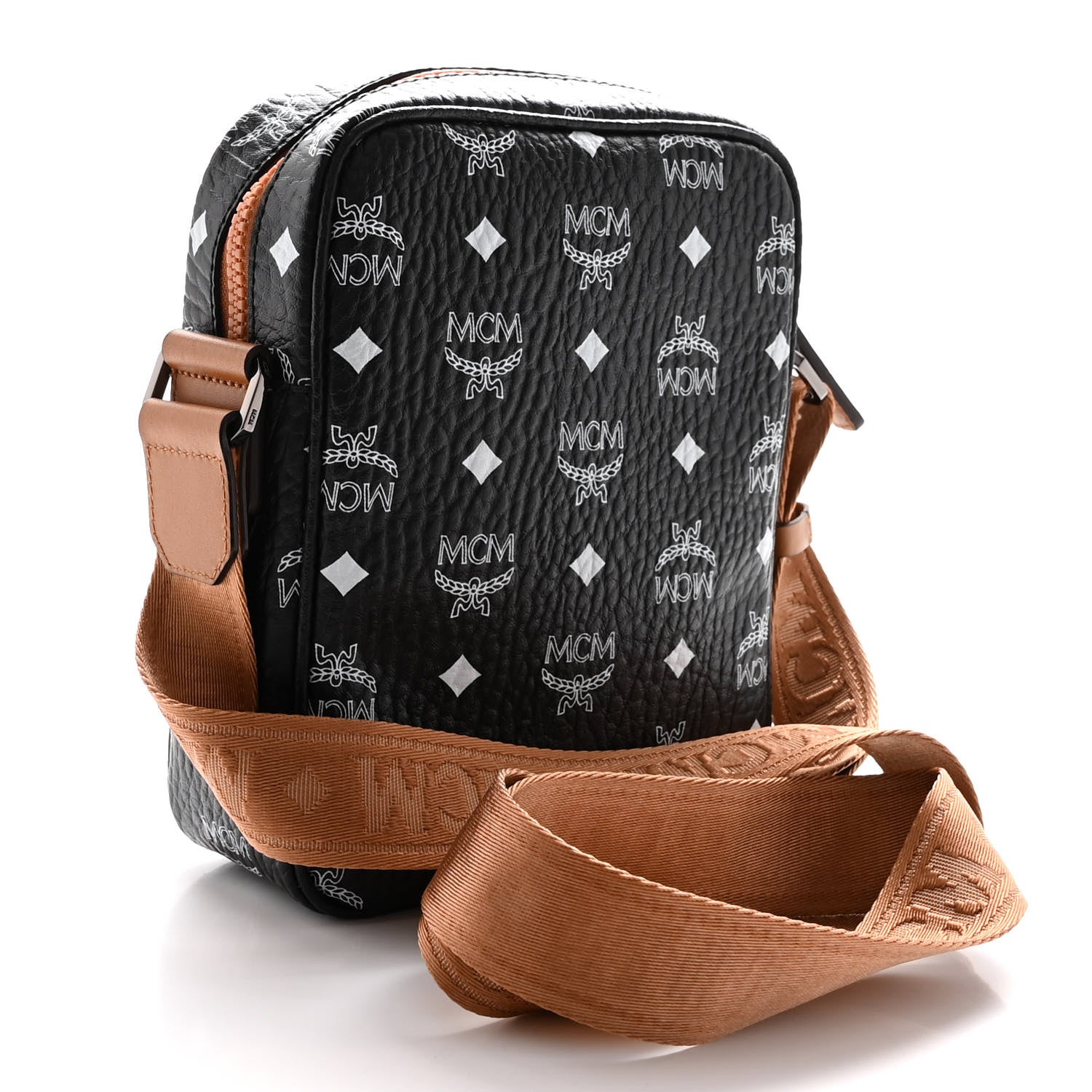 MCM Visetos Camera Crossbody Bag Black Cognac 3 of 9