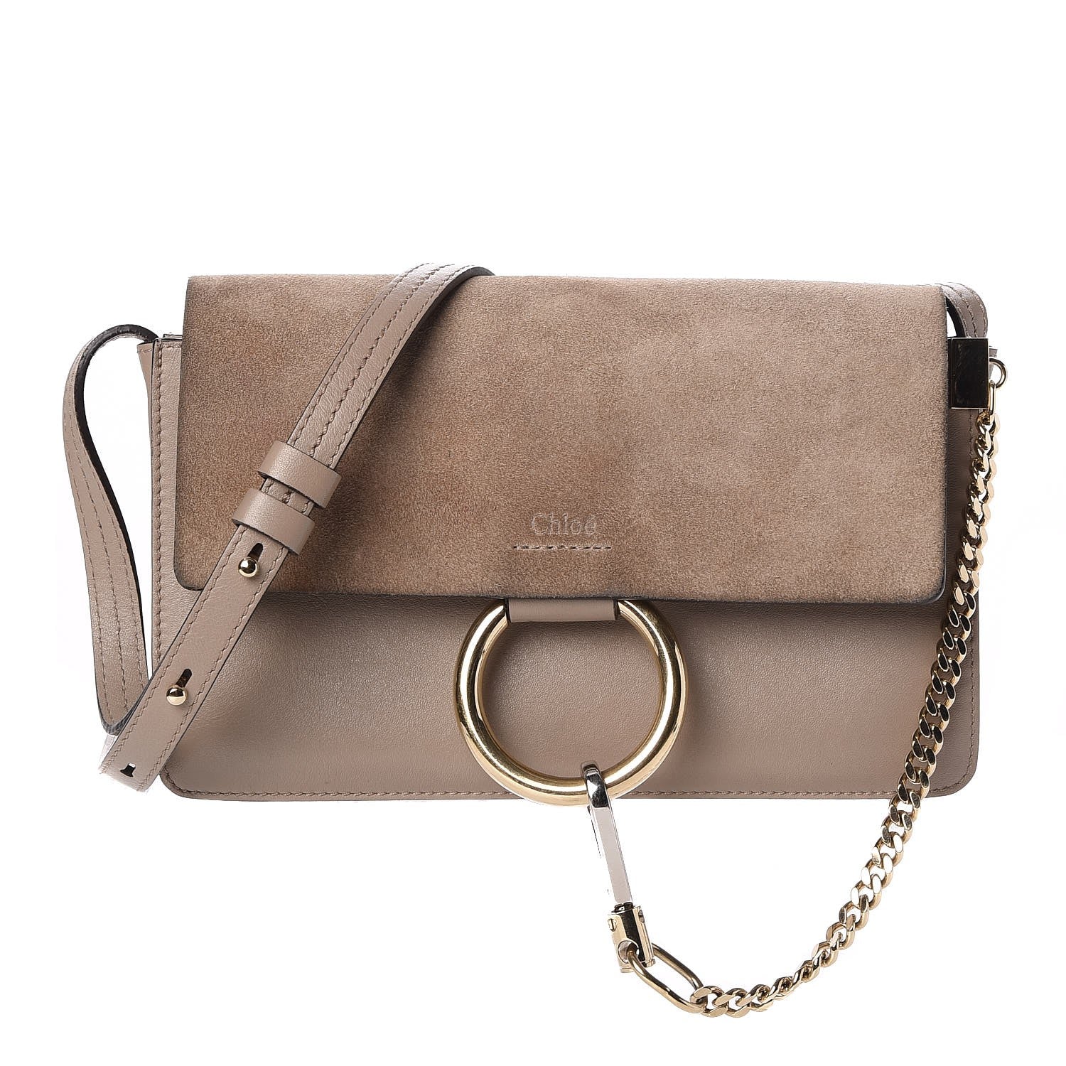 Chloe Suede Calfskin Small Faye Shoulder Bag Motty Grey 1 of 9