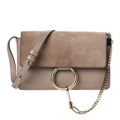 Chloe Suede Calfskin Small Faye Shoulder Bag Motty Grey 1 of 9