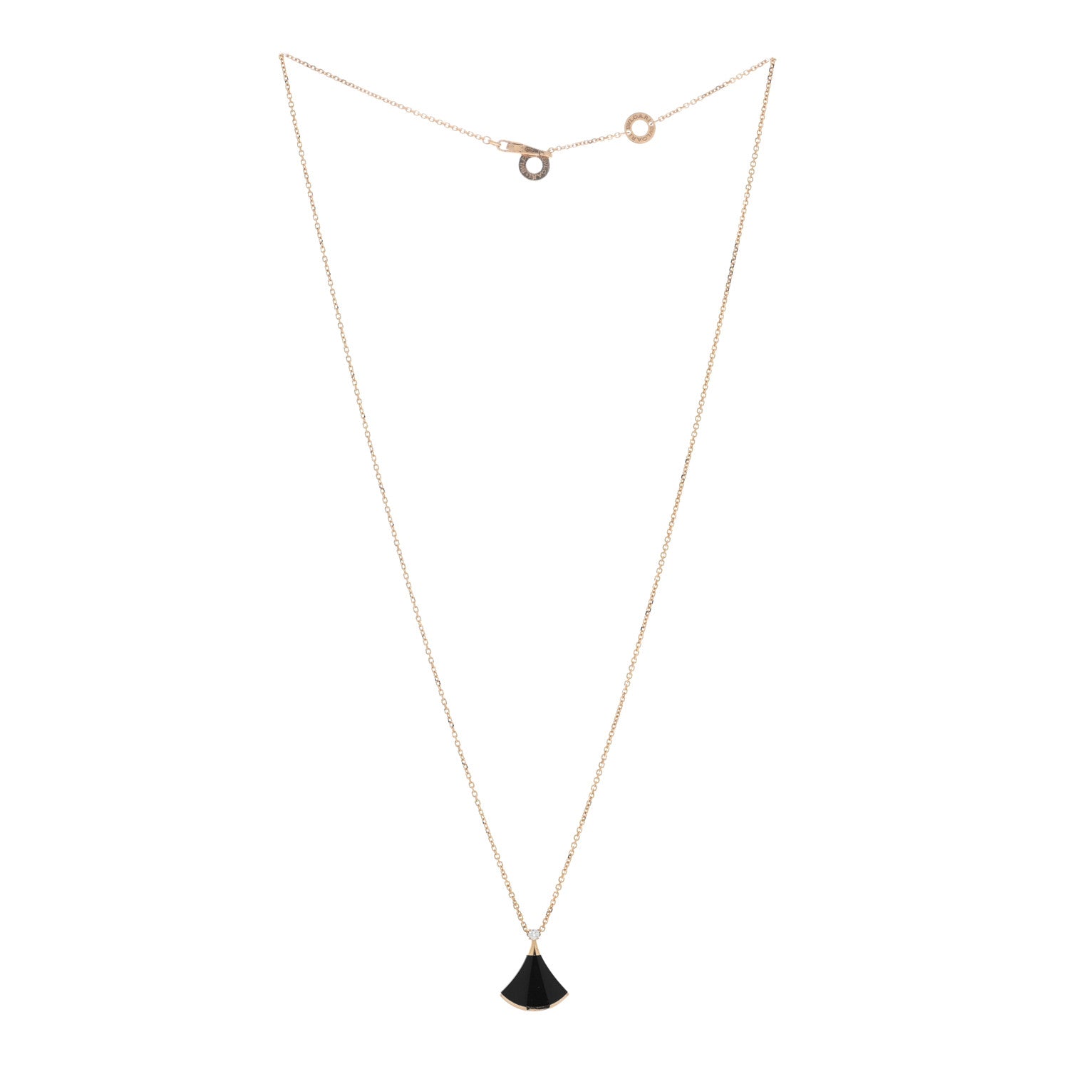 Bulgari 18K Rose Gold Diamond Black Onyx Divas' Dream Pendant Necklace 3 of 5