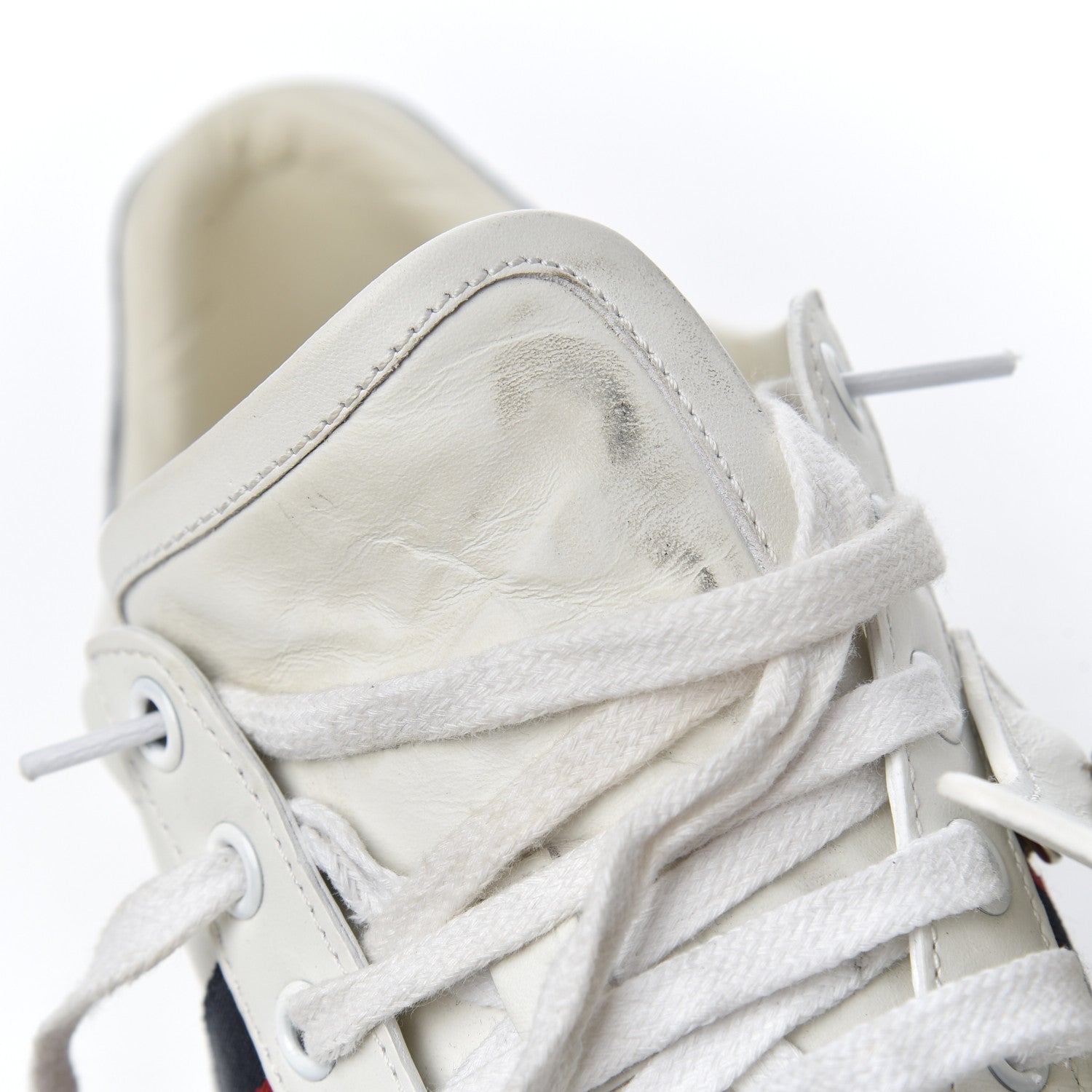 Gucci Calfskin Ayers Web Womens Ace Bow Lace Sneakers 37.5 White 20 of 21