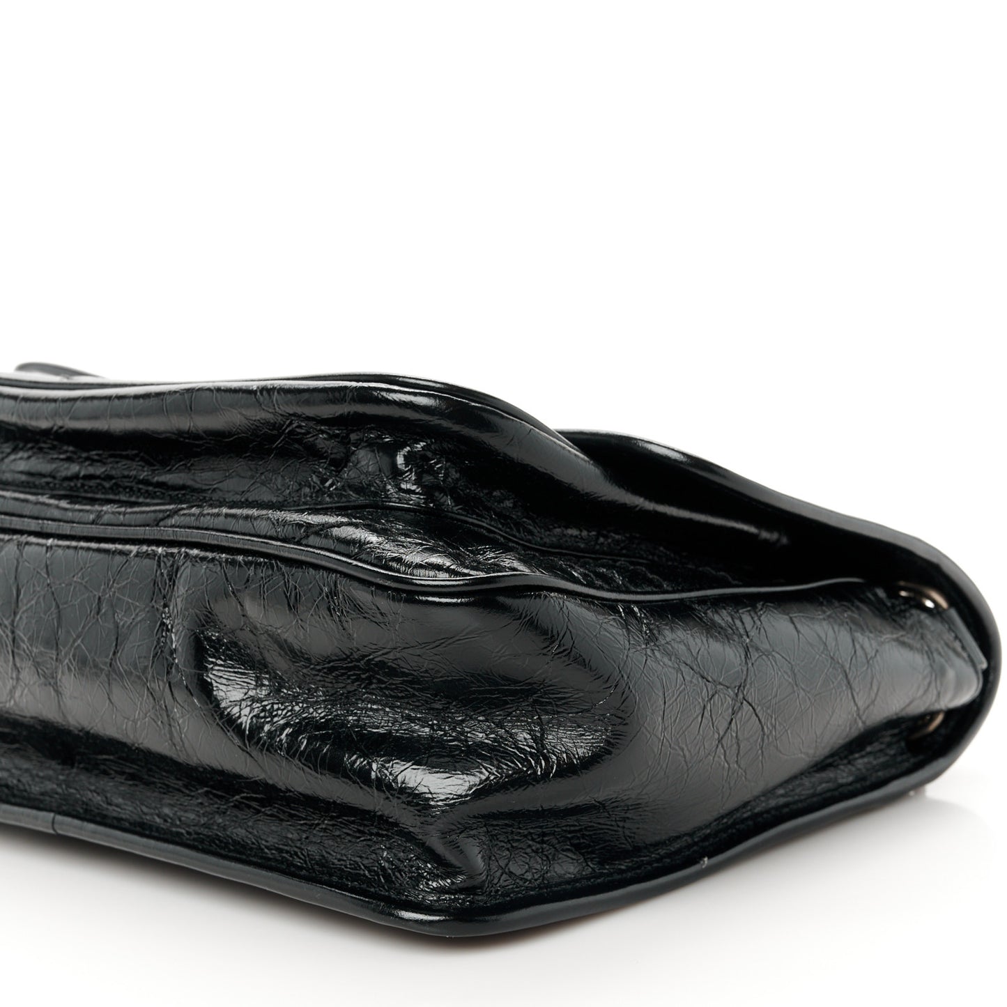 Crinkled Calfskin Matelasse Monogram Medium Niki Chain Satchel Black