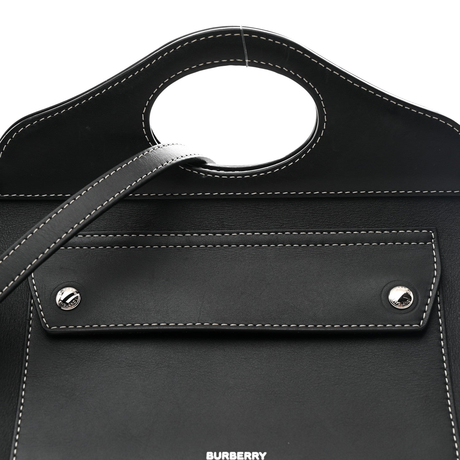 Burberry Soft Calfskin Small Pocket Tote Bag Black 7 of 9