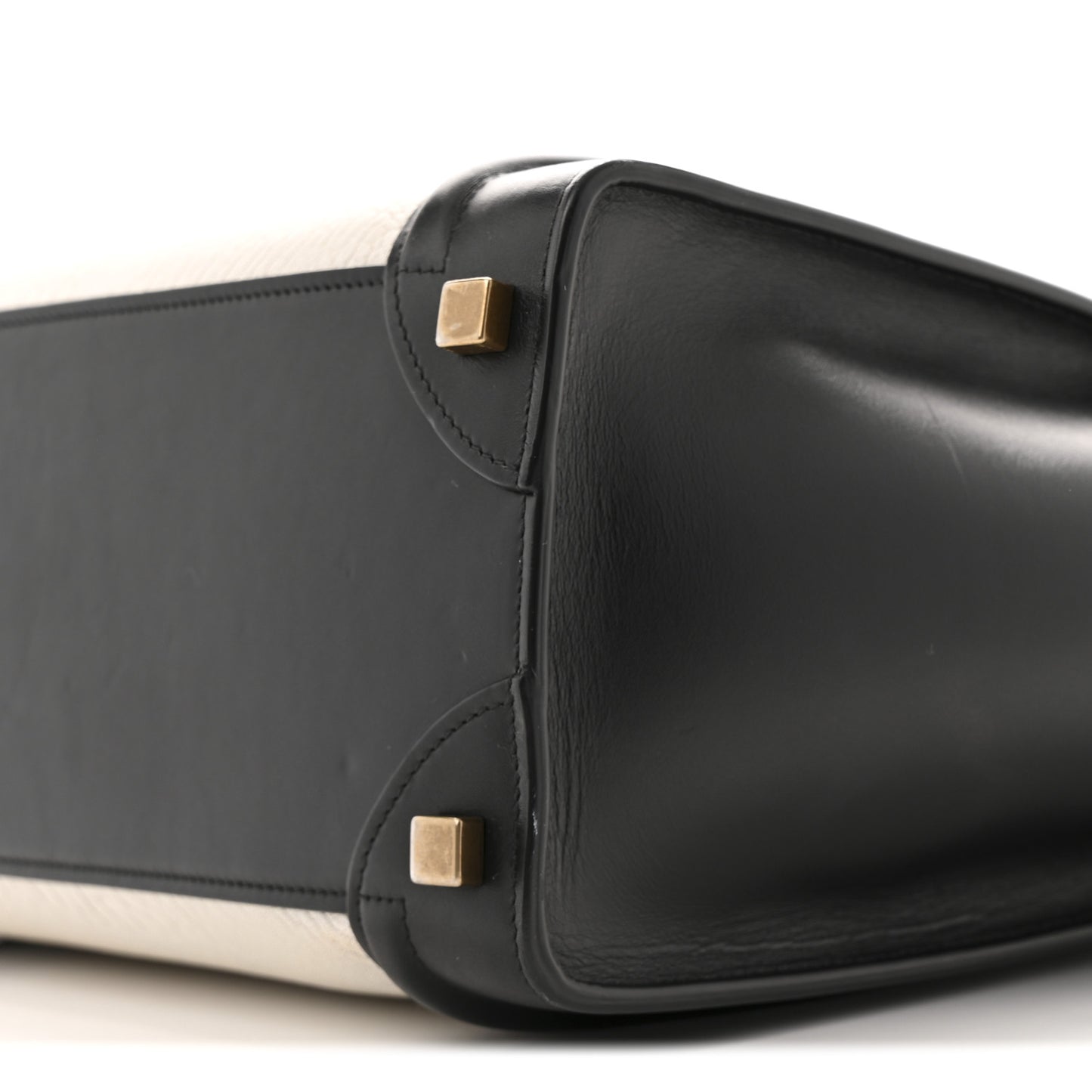 Shrunken Lambskin Micro Bi-Color Luggage Black White