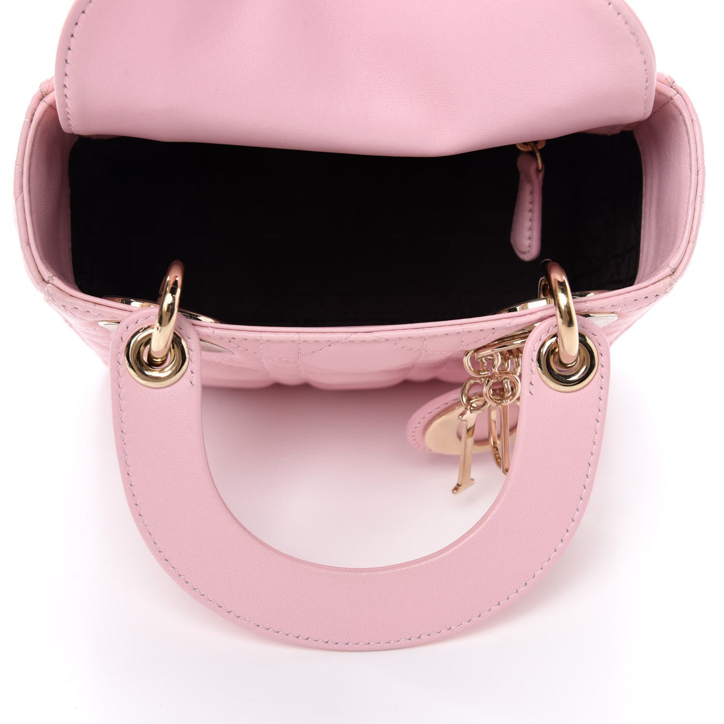 Lambskin Cannage Mini Lady Dior Rose Clair