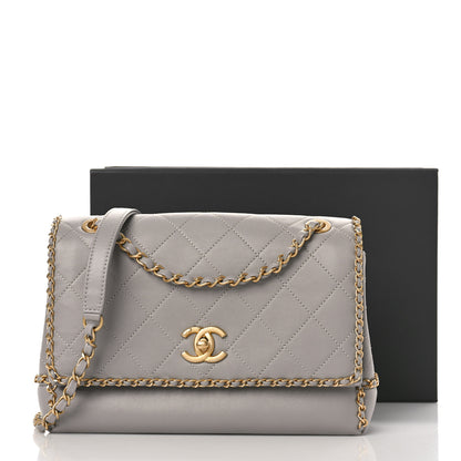 Chanel Calfskin Stitched Chain Flap Grey 11 of 11