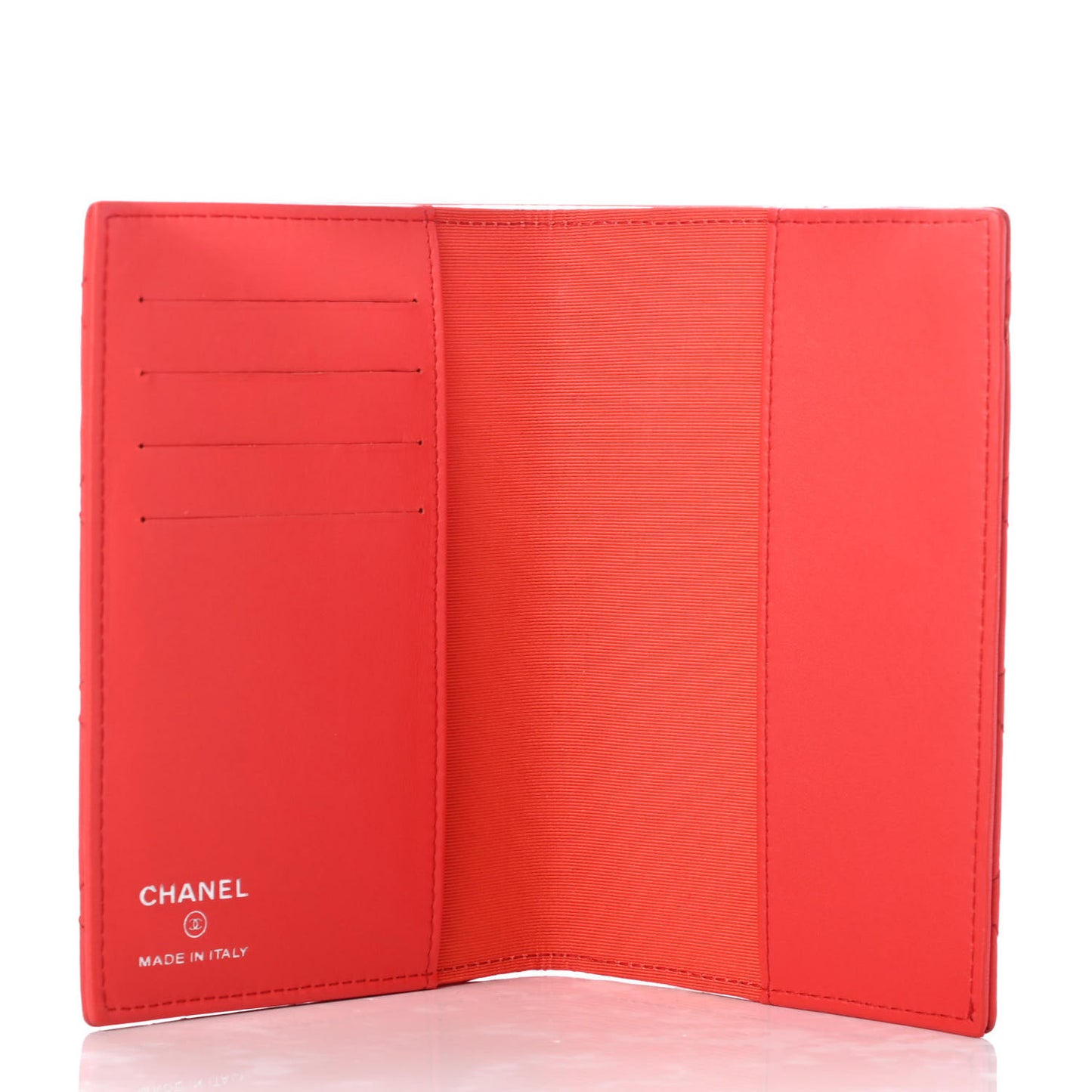 Lambskin Quilted Passport Holder Red