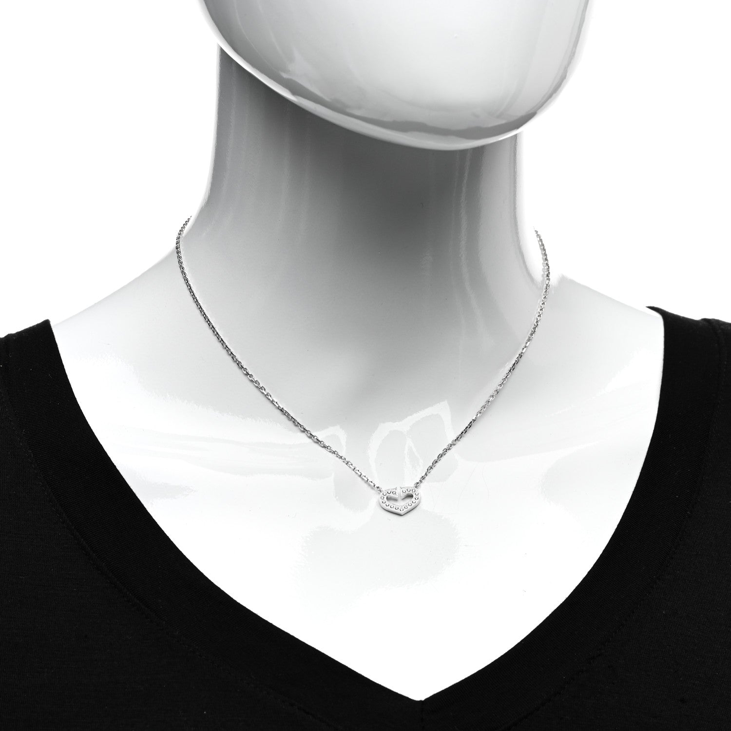 Cartier 18K White Gold Diamond Small Hearts and Symbols Pendant Necklace 2 of 4