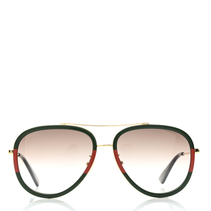 Gucci Metal Web Aviator Sunglasses GG0062S Green Red 2 of 7